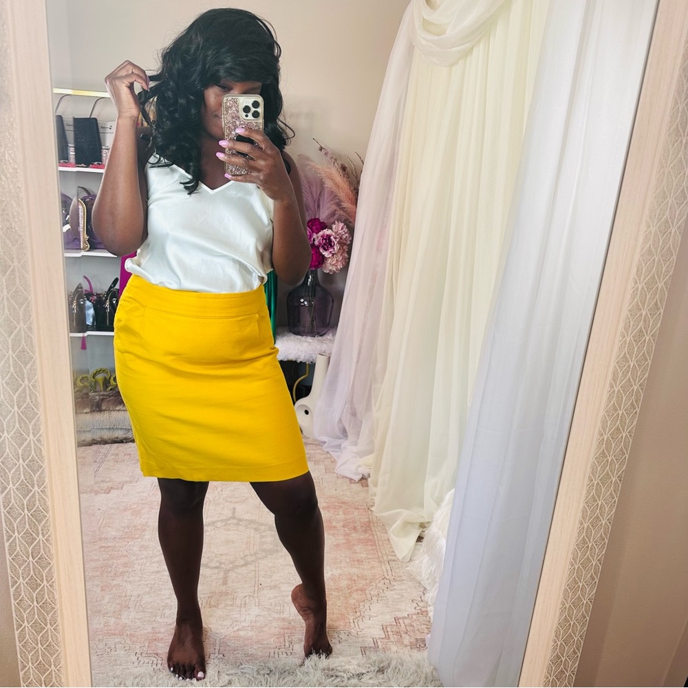 J Crew Yellow Pencil Skirt Size 14
